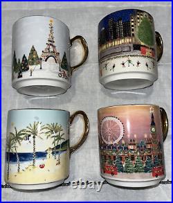 4 Anthropologie Christmas Time in the City Paris New York L A London Mug