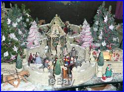 5 shelves Dicken's Christmas in the City Snow Village Bldgs People Trees Etc
