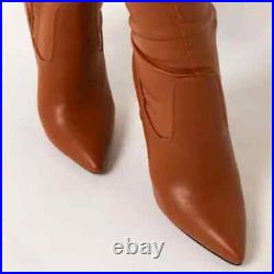 AZALEA WANG I STAY READY THIGH HIGH STILETTO BOOT IN COGNAC (Brand New)