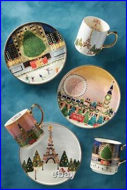 Anthropologie Christmas Time in the City Set of 3 London Paris NY Holiday Plate