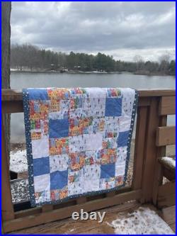 Christmas In The City Lap Quilt hand made Patchwork Soft OOAK Farmhouse