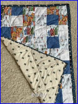 Christmas In The City Lap Quilt hand made Patchwork Soft OOAK Farmhouse