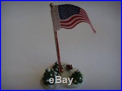 Christmas in the City Village Houses Flagpole 7in with Patriotic US Flag, New