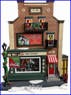 Department 56 Christmas In The City Coca-Cola Soda Fountain Building Rare VTG