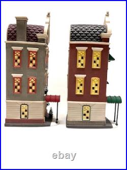 Department 56 Christmas in the city Brownstones on the Square 2 pc set NEW Department 56 Christmas in the city Brownstones on the Square 2 pc set NEW