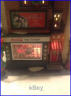 Department 56 christmas In The City Coca-cola Soda Founrain W Scene