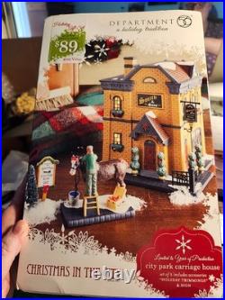 Dept 56 CIC City Park Carriage House P/N 4023614- 3 piece set with sign