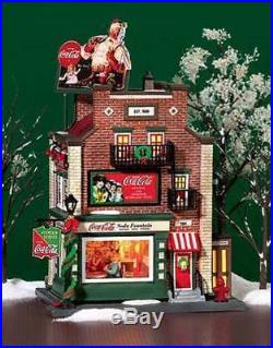 Dept 56 Christmas In The City Snow Village Coca Cola Soda Fountain 59221 Retired