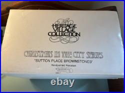 Dept 56 Christmas In The City Sutton Place Brownstones #5961-7 EUC