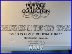 Dept 56 Christmas In The City Sutton Place Brownstones #5961-7 EUC