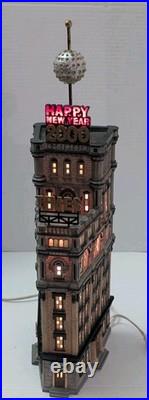 Dept 56 Christmas In The City TIMES TOWER SEE VIDEO! Missing Figure & Confetti