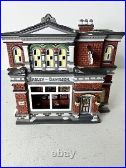 Dept 56 Harley Davidson City Dealership Christmas in the City Lot Of 3 Pre-owned