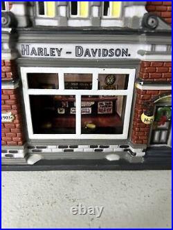 Dept 56 Harley Davidson City Dealership Christmas in the City Lot Of 3 Pre-owned