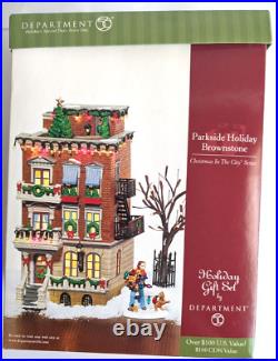 Dept 56 Parkside Holiday Brownstone Christmas in the City Gift Set