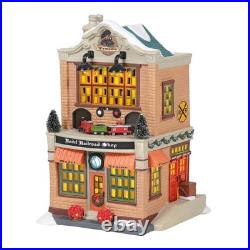Porcelain Christmas in The City Village Model Railroad Shop Lit Building, 7.87 I