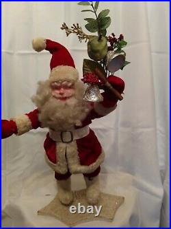Rare Harold Gale Vintage Santa, on mica holly leaf shaped board 20 inches