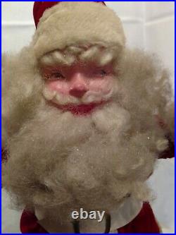 Rare Harold Gale Vintage Santa, on mica holly leaf shaped board 20 inches
