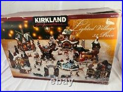 Vtg Kirkland Xmas Set 32 Pcs Porcelain Lighted Santa's Village59979